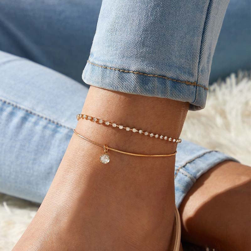 LETAPI Women’s Boho Anklet – Beads and Cubic Zirconia Leg Bracelet