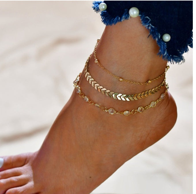LETAPI Women’s Boho Anklet – Beads and Cubic Zirconia Leg Bracelet
