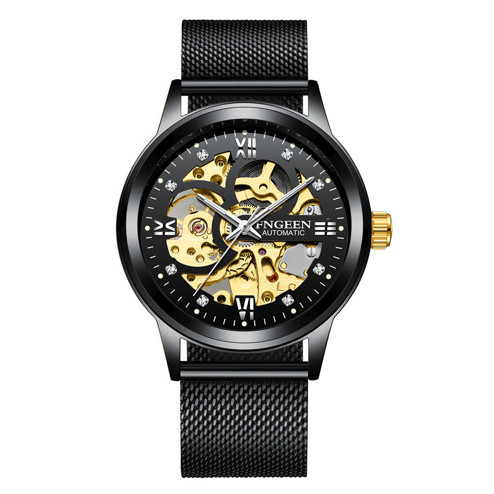 Luxury Luminous Mechanical Watch – Waterproof Stainless Steel Band