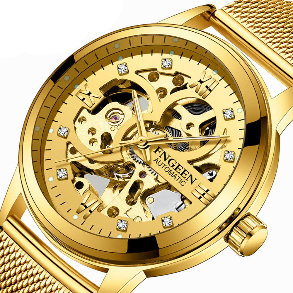Luxury Luminous Mechanical Watch – Waterproof Stainless Steel Band