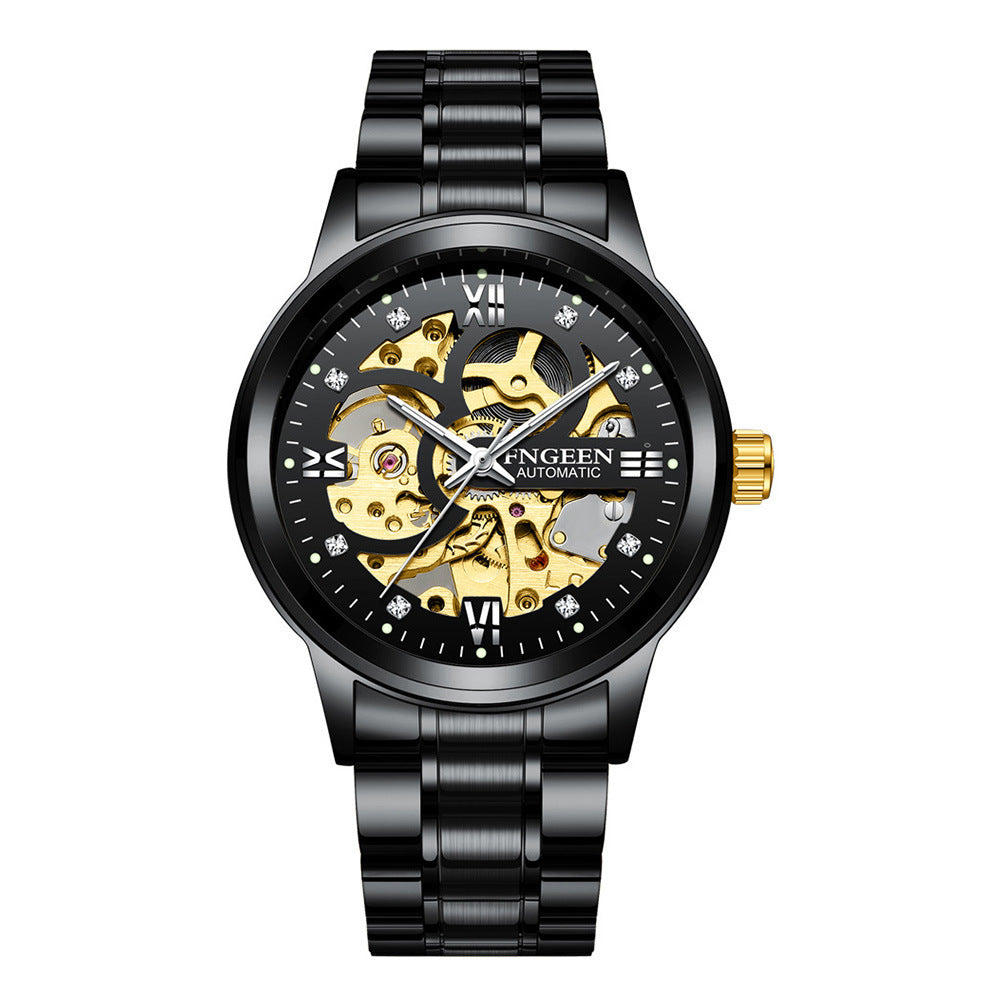 Luxury Luminous Mechanical Watch – Waterproof Stainless Steel Band