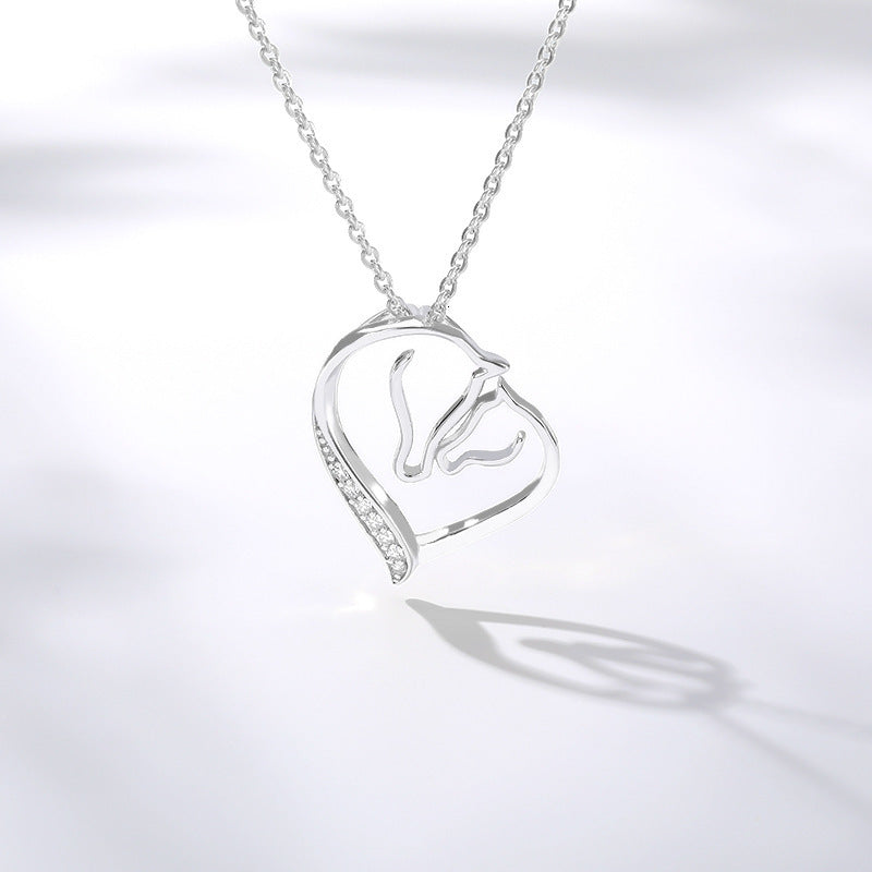 Classic Zircon Love Heart Pendant Necklace – Women’s Heart-Shaped Jewellery