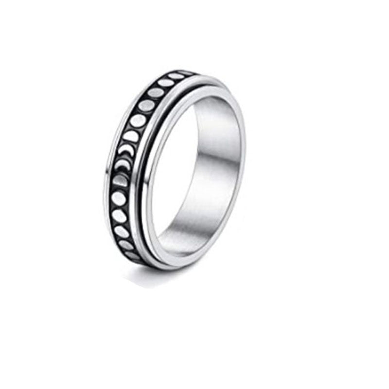 Rotatable Moon & Stars Spinner Ring – Stainless Steel Jewellery