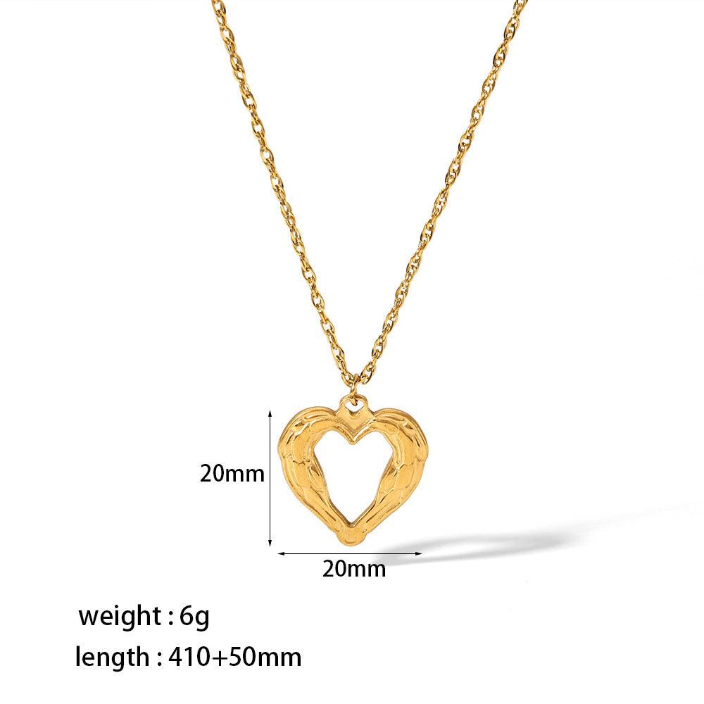 18K Gold Plated Titanium Steel Heart Pendant Necklace