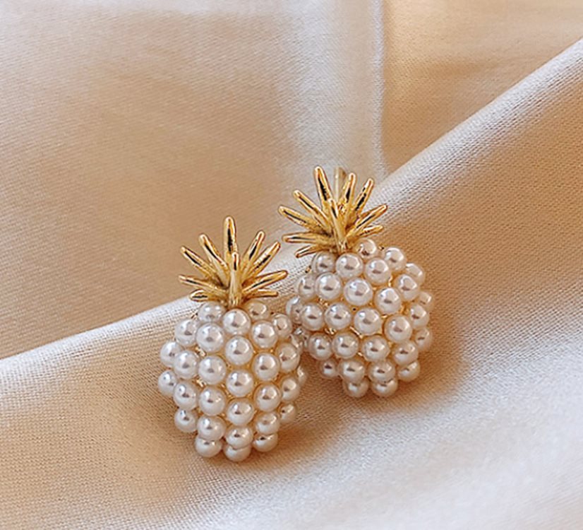Beach-Inspired Pineapple Starfish Pearl Earrings for Women
