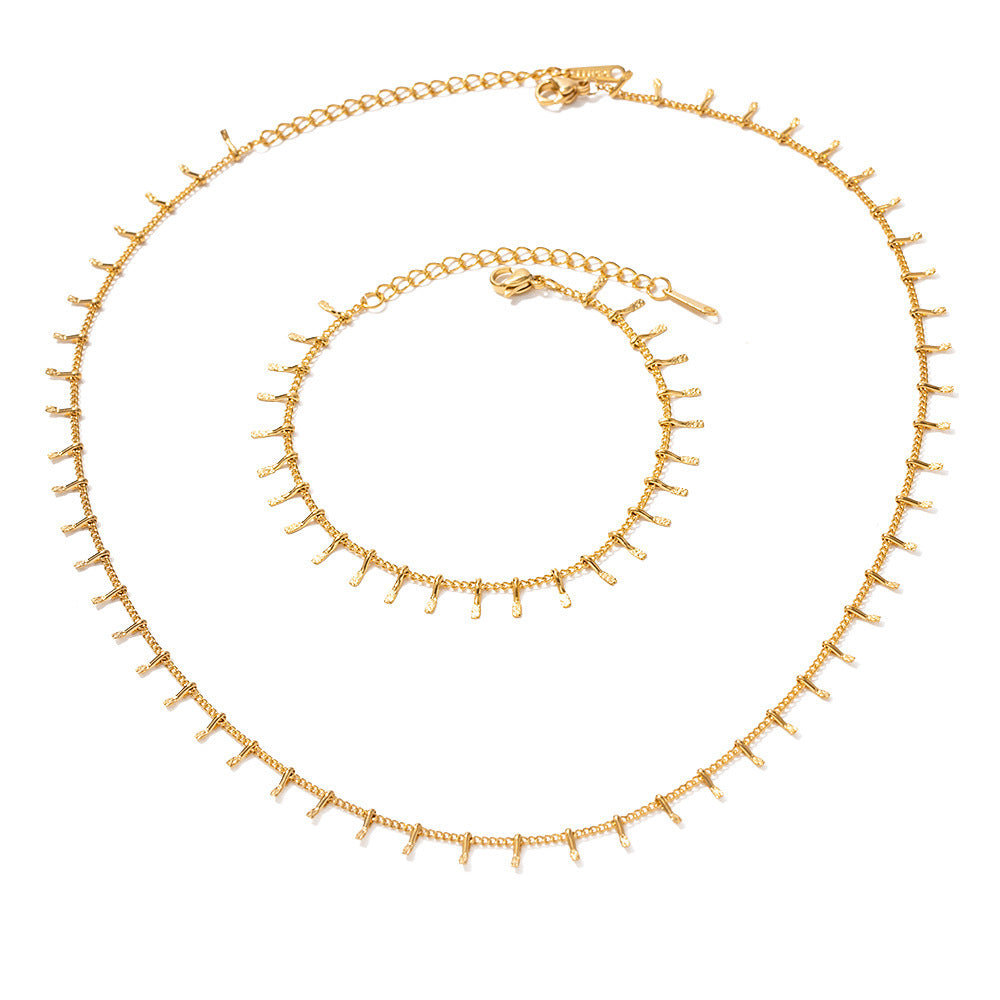 18K Gold Plated Stainless Steel Choker & Anklet Set