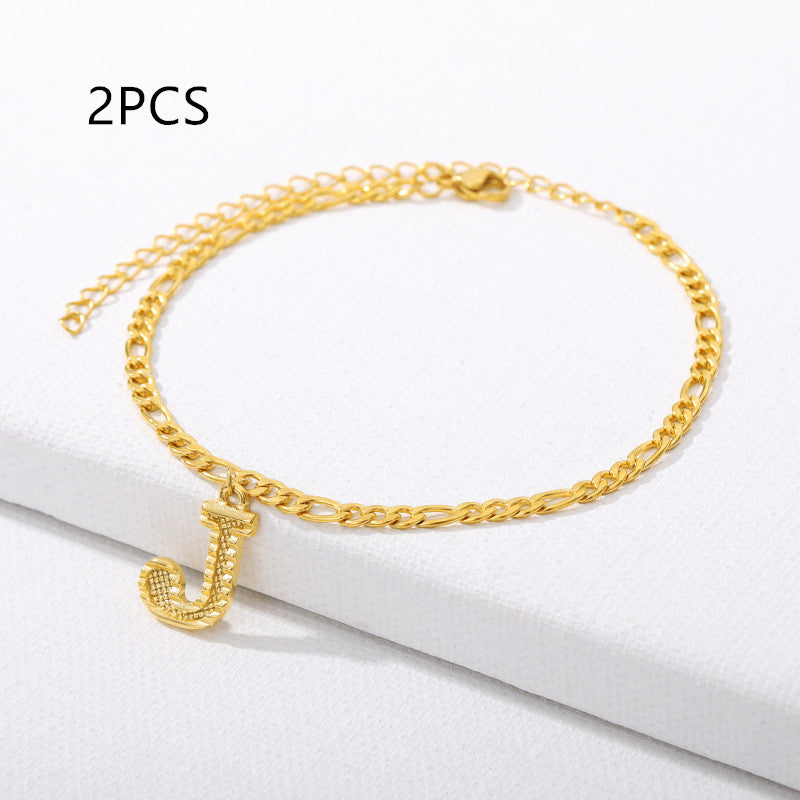 26 Letter Alphabet Anklet – Customizable Initial Foot Chain