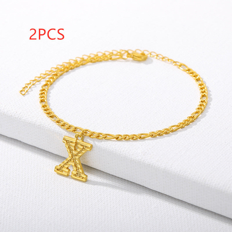 26 Letter Alphabet Anklet – Customizable Initial Foot Chain
