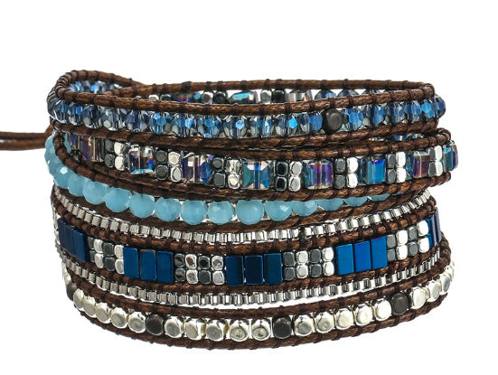 Handmade Black Gallstone Bracelet – Woven Multi-Layer Design