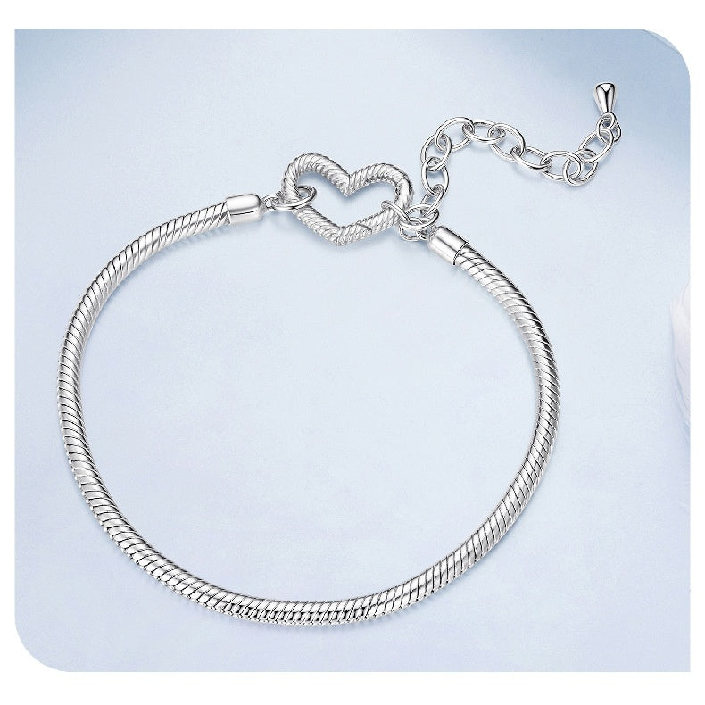 Women’s S925 Sterling Silver Love Bracelet – Electroplated Heart Design