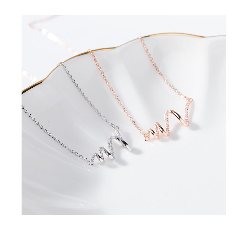 S925 Sterling Silver Heartbeat Necklace – Minimalist Pulse Pendant