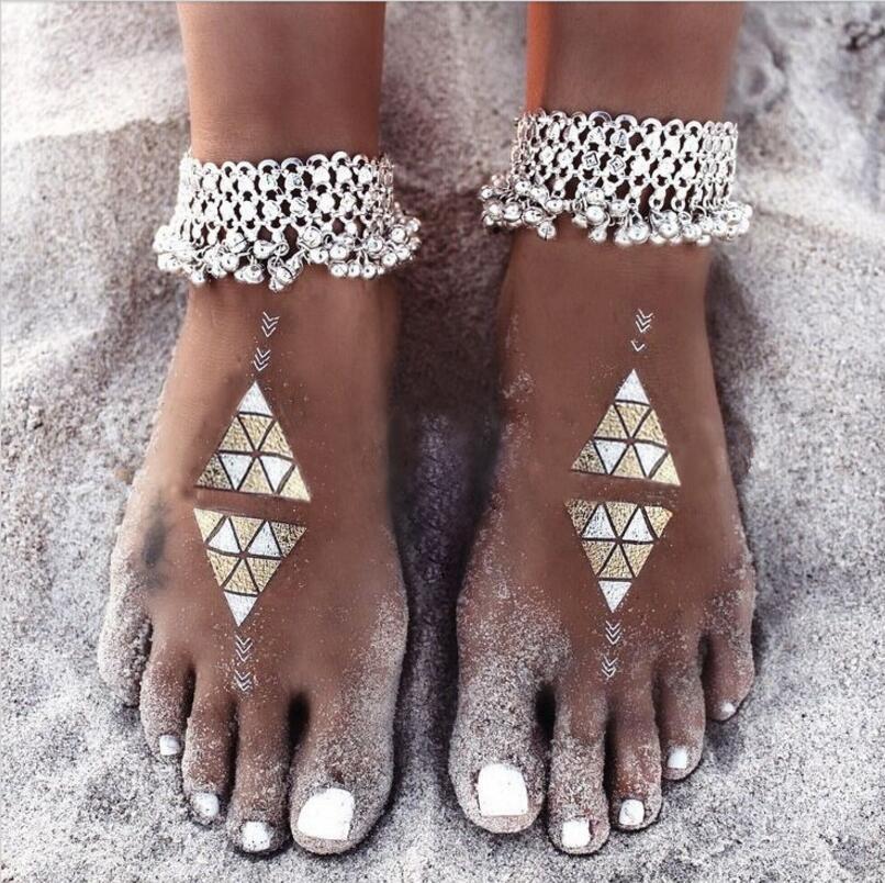 Women’s Boho Silver Anklet – Festival and Beach Foot Accessory