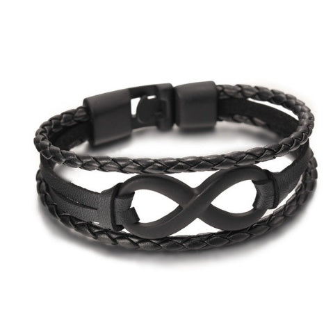 Lucky Figure 8 Leather Bracelet – Handcrafted Unisex Wristband