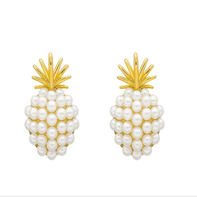 Beach-Inspired Pineapple Starfish Pearl Earrings for Women