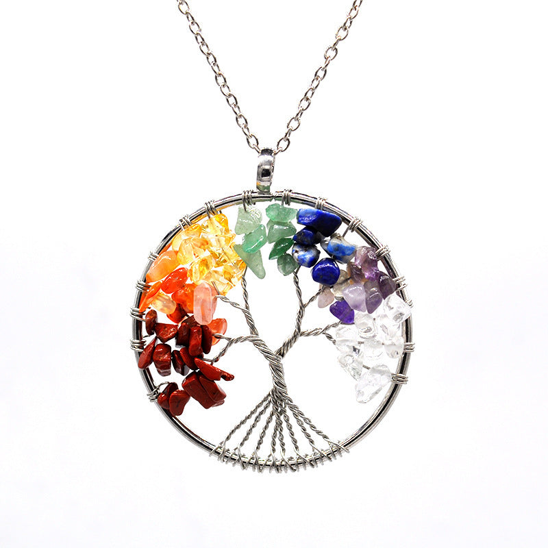 Kabbalah Life Tree Pendant Necklace – Natural Stone & Copper Wire Jewellery