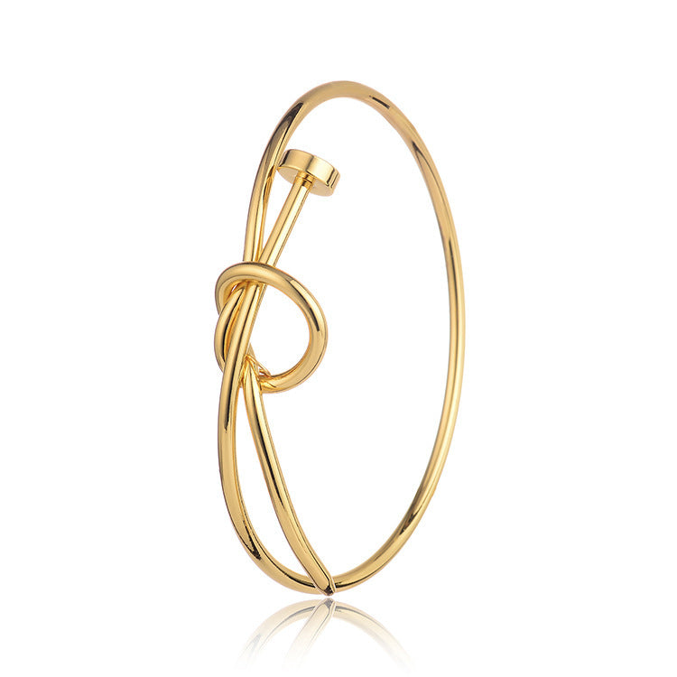 Screw Nail Knotted Copper Bracelet – Minimalist Geometric Hand Jewellery