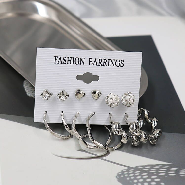 6-Pair Diamond Earrings Set – Simple & Elegant Jewellery for Women