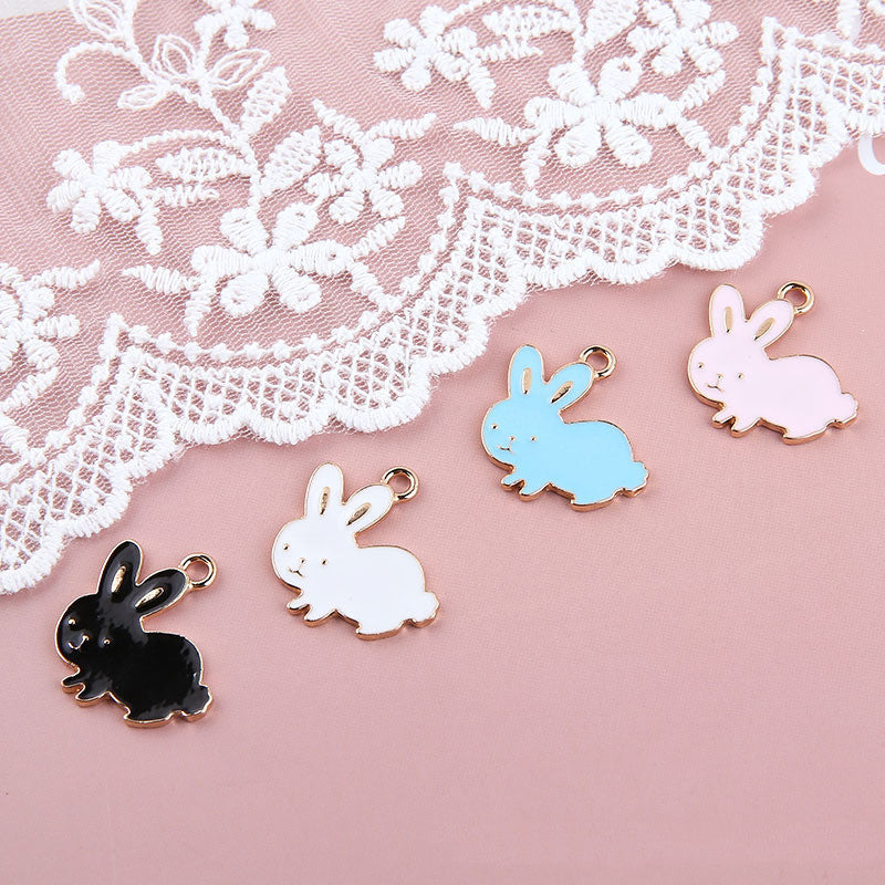 Cute Rabbit Pendant Earrings – Alloy Dripping Oil Design