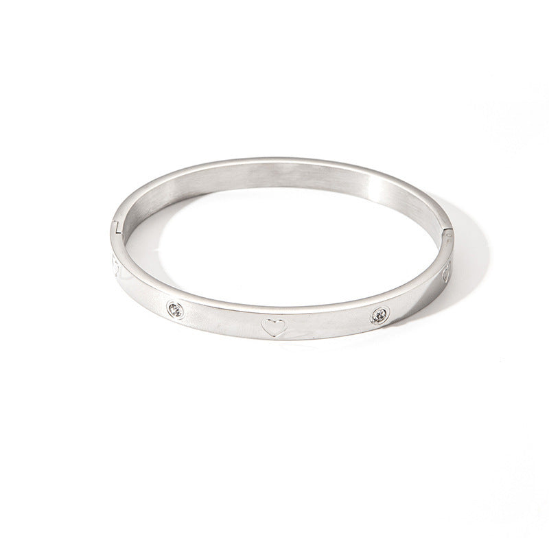 Luxury Gold Titanium Steel Bracelet for Women with Sparkling Diamonds