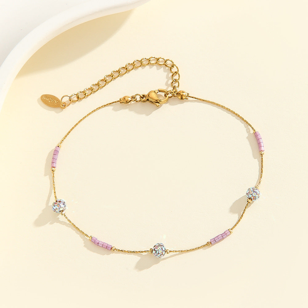 Beaded Stainless Steel Anklet – Fashion Personality Foot Bracelet for Women
