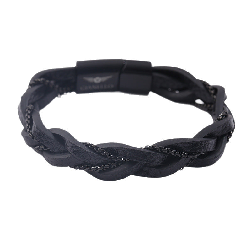 Cattle Leather Hand-Woven Bracelet – Unisex Men’s Style