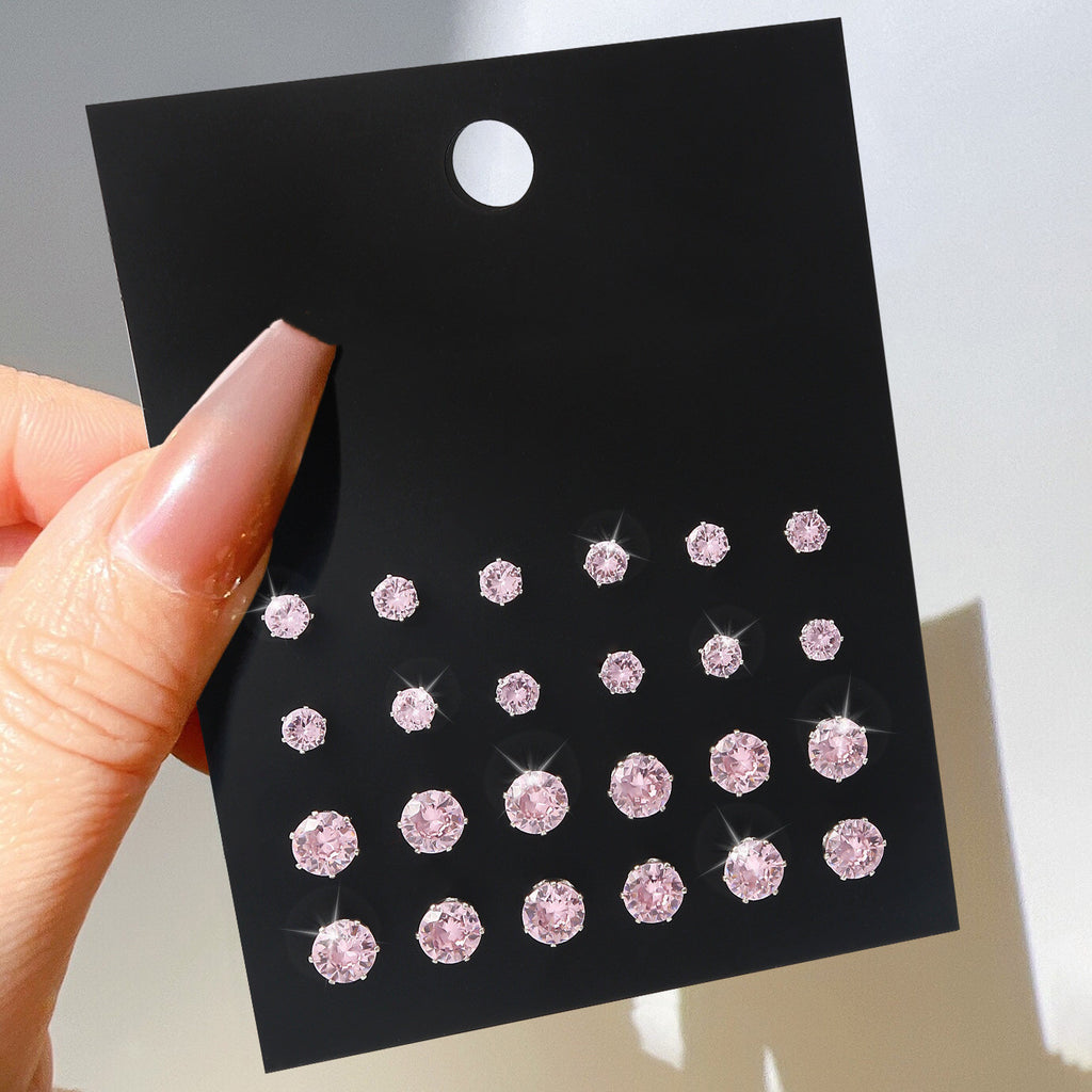 Elegant Pink Round Earrings Set for Women