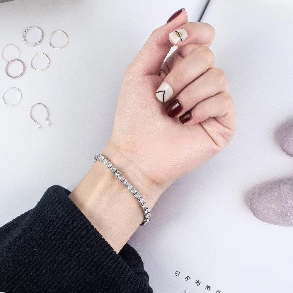 Elegant S925 Sterling Silver Diamond Zircon Bracelet