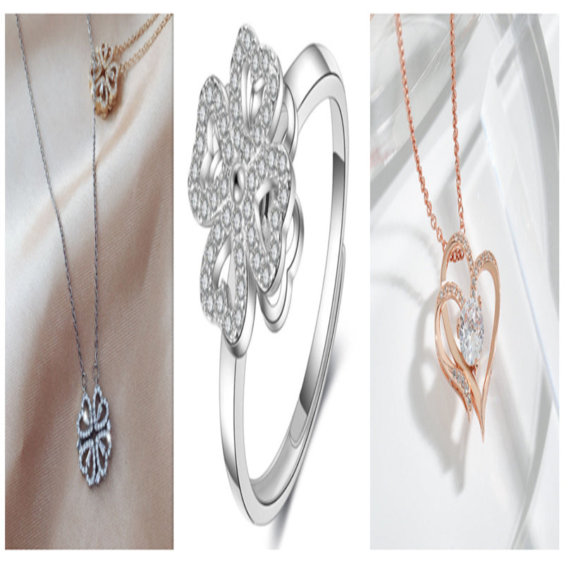 Detachable Four-Leaf Clover Necklace – Women’s Multi-Wear Zircon Chain