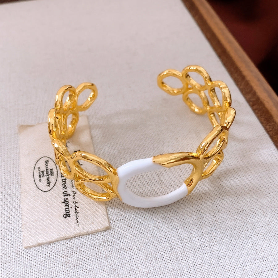 Elegant Hollow Bracelet & Necklace with Matching Earrings Set