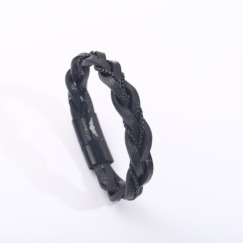 Cattle Leather Hand-Woven Bracelet – Unisex Men’s Style