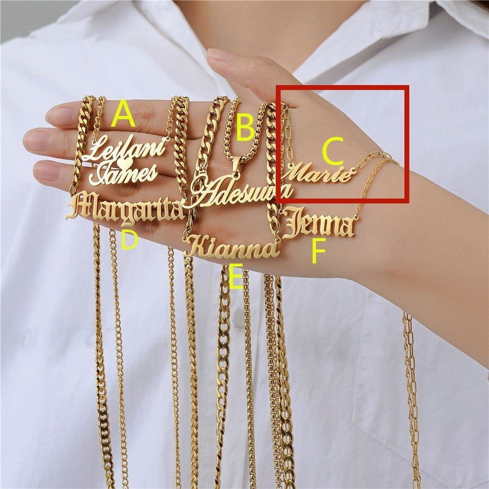 Personalized Letter & Name Necklace with Zircon – Custom Women’s Pendant Jewellery