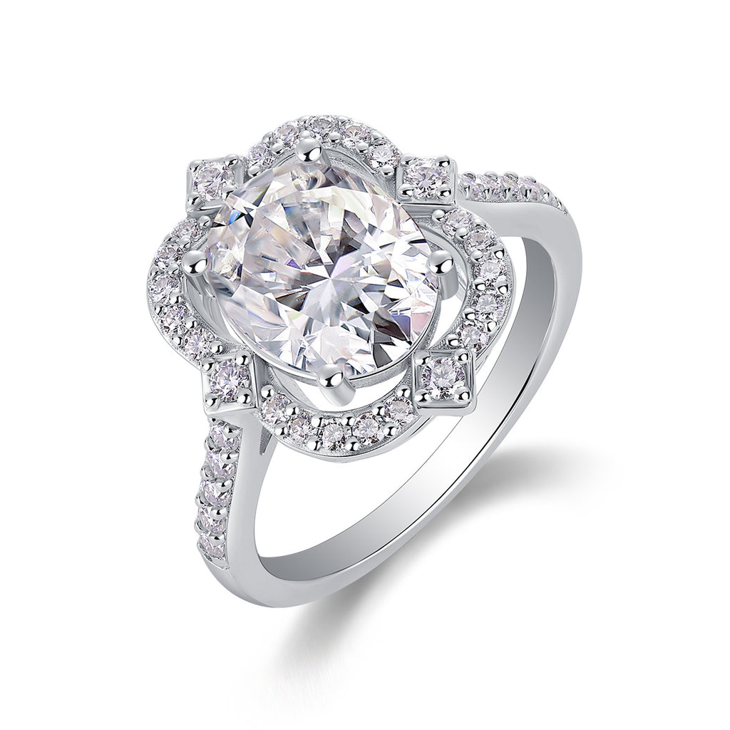 Camellia - A Fashionable Jewellery Ring Set With Moissanite S925 Sterling Silver And Gold-plated Diamond