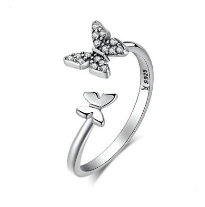 925 Silver Butterfly Adjustable Ring – Minimalist Nature-Inspired Design