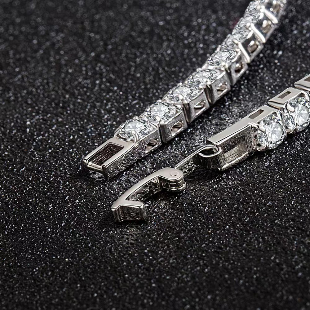 Elegant S925 Sterling Silver Diamond Zircon Bracelet