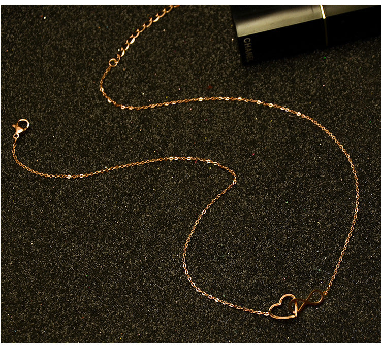 Rose Gold Hollow Heart Clavicle Necklace – Stainless Steel Jewellery