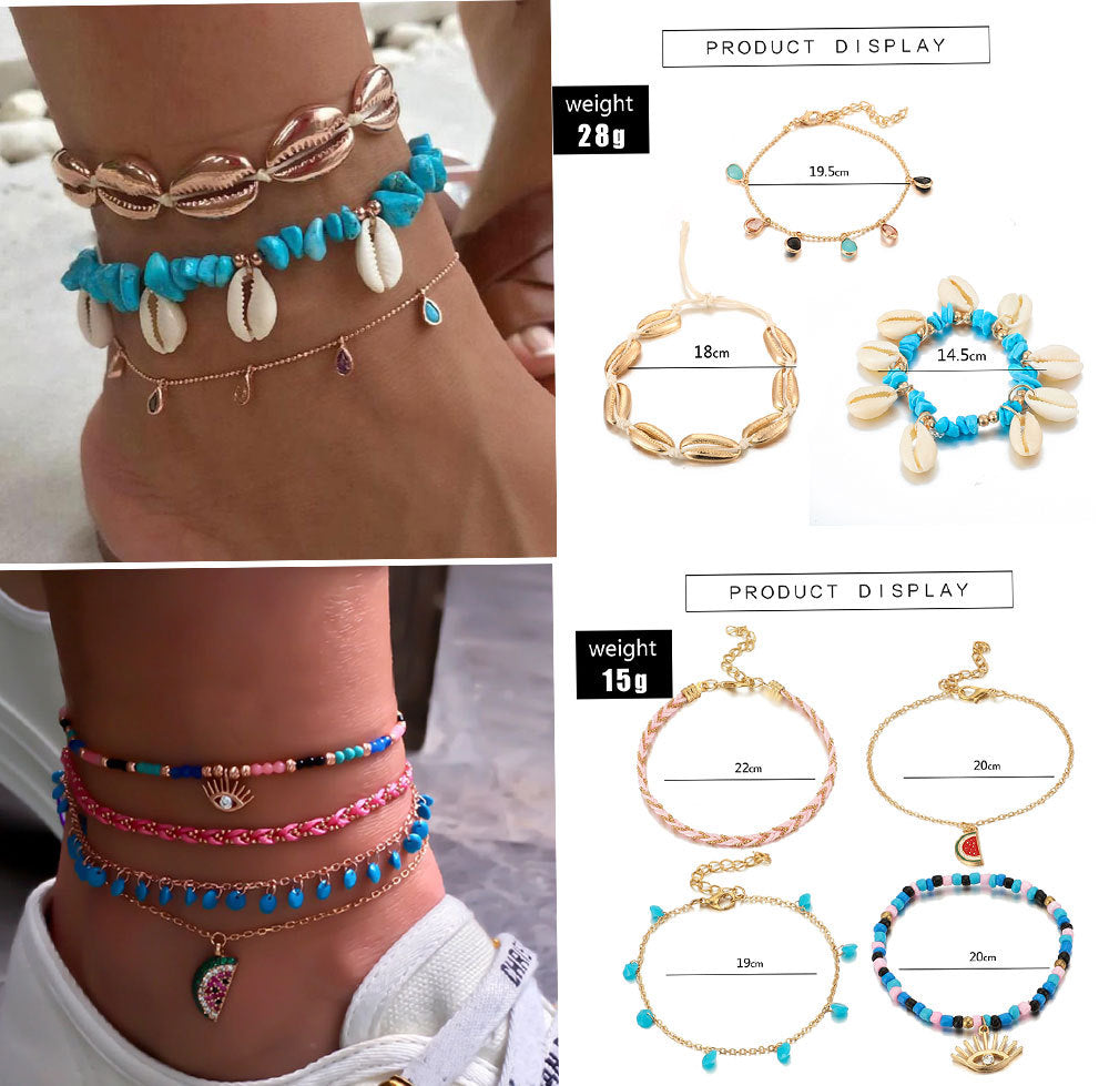 Bohemian Woven Shell Anklets – Beach Foot Jewellery for Women