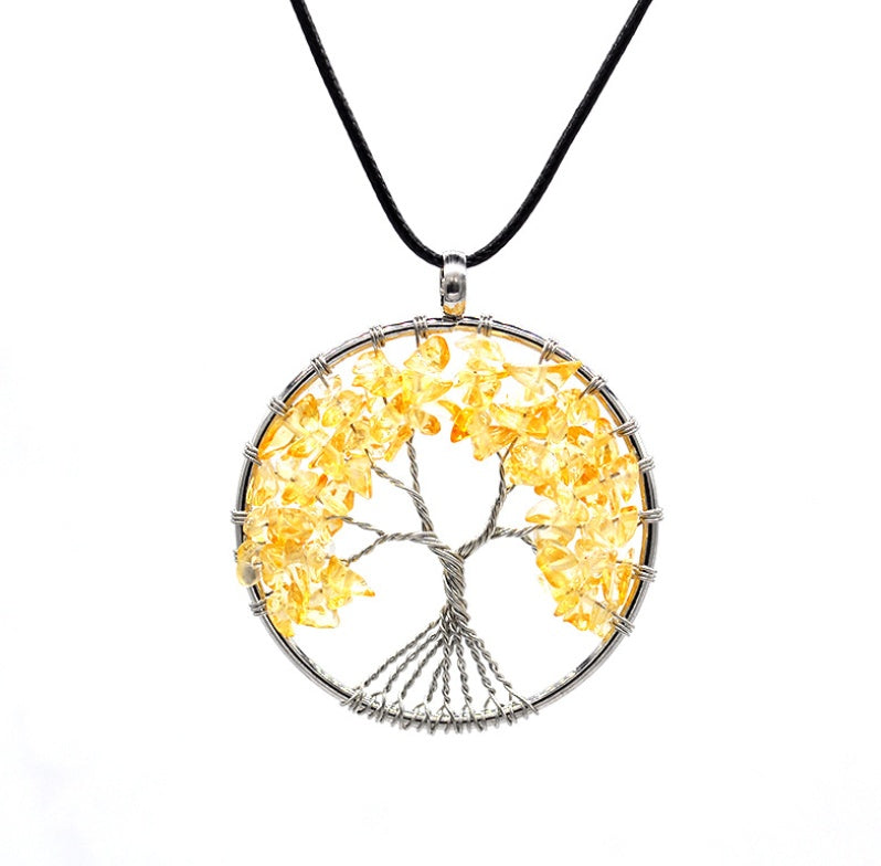 Kabbalah Life Tree Pendant Necklace – Natural Stone & Copper Wire Jewellery