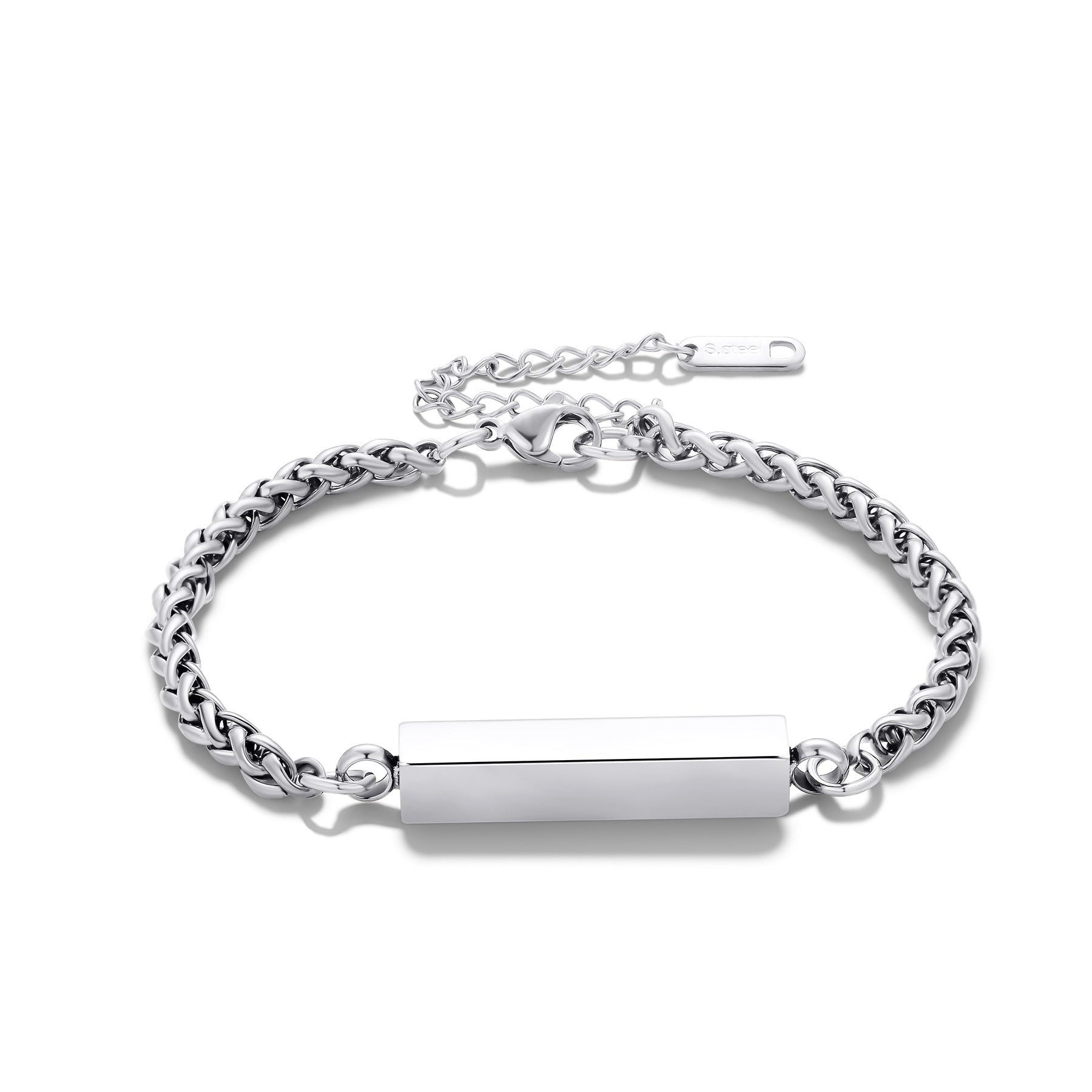 Stainless Steel Rectangular Column Bracelet – Unisex Minimalist Design