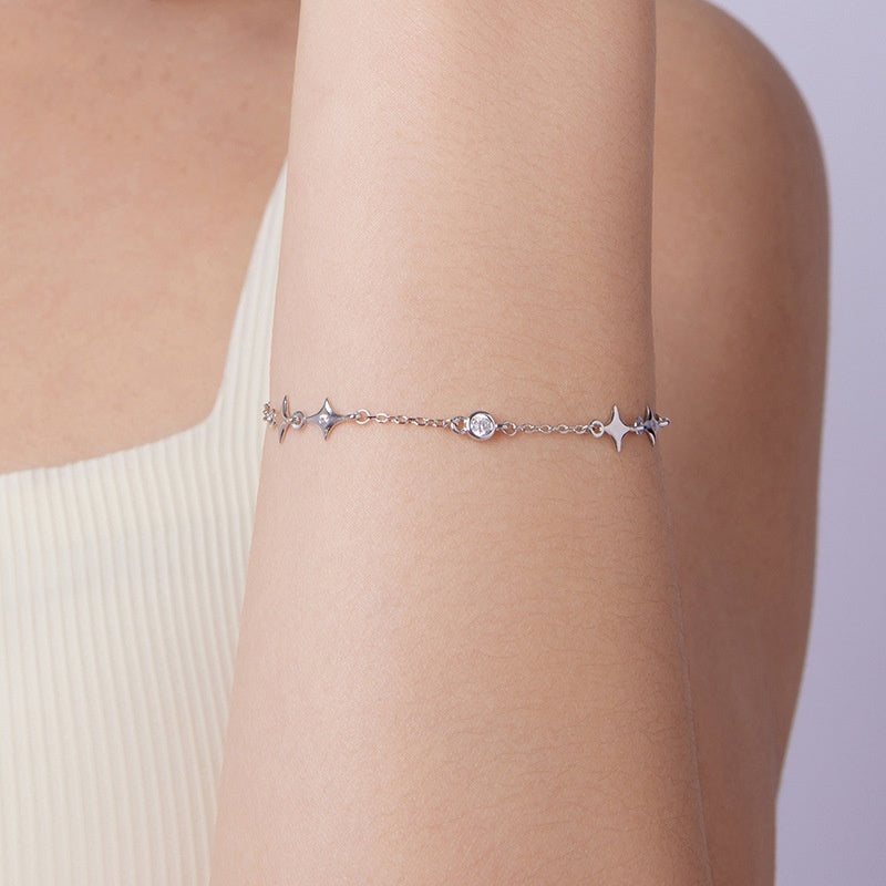Women’s S925 Sterling Silver Star Bracelet – Electroplated Silver