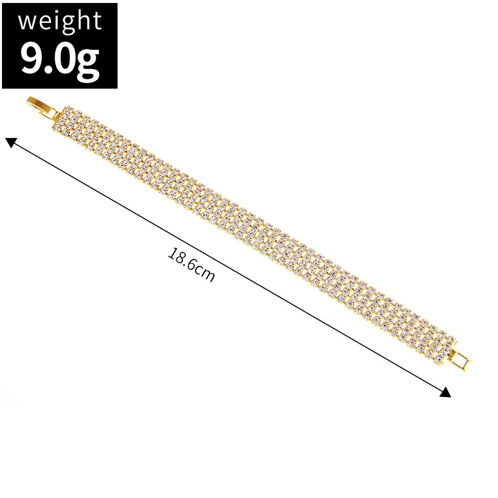 Women’s Three-Row Diamond Bracelet – European & American Style