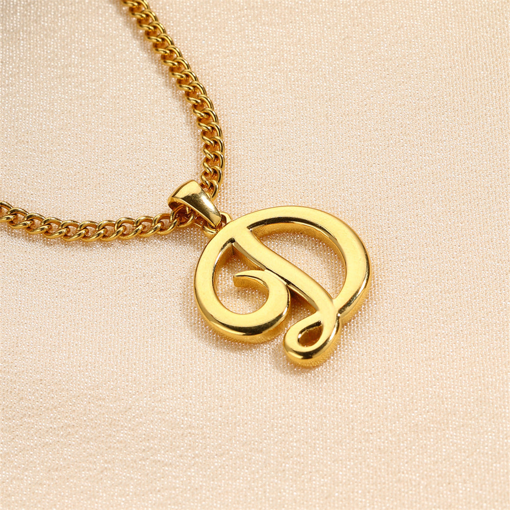 18K Gold Plated Stainless Steel Mini Letter Pendant Necklace