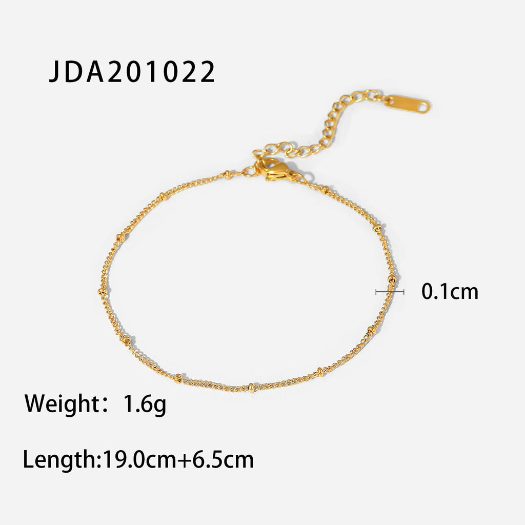 Fine Gold Ball Bead Anklet – Elegant Stainless Steel Foot Chain