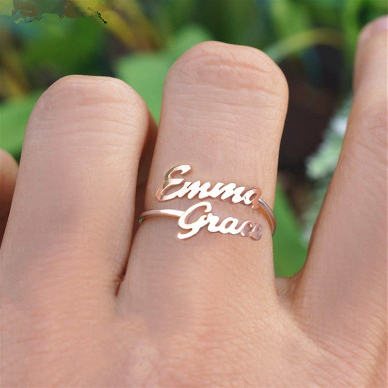Custom Double Name Ring – Personalized Adjustable Women’s Fashion Jewellery