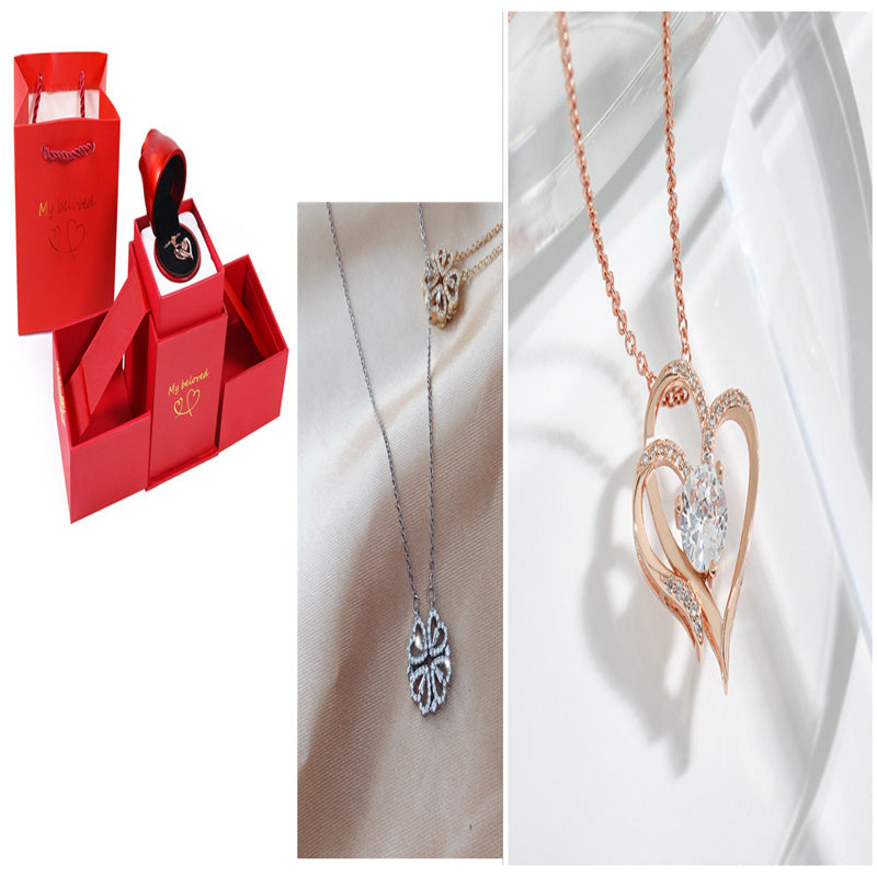 Detachable Four-Leaf Clover Necklace – Women’s Multi-Wear Zircon Chain