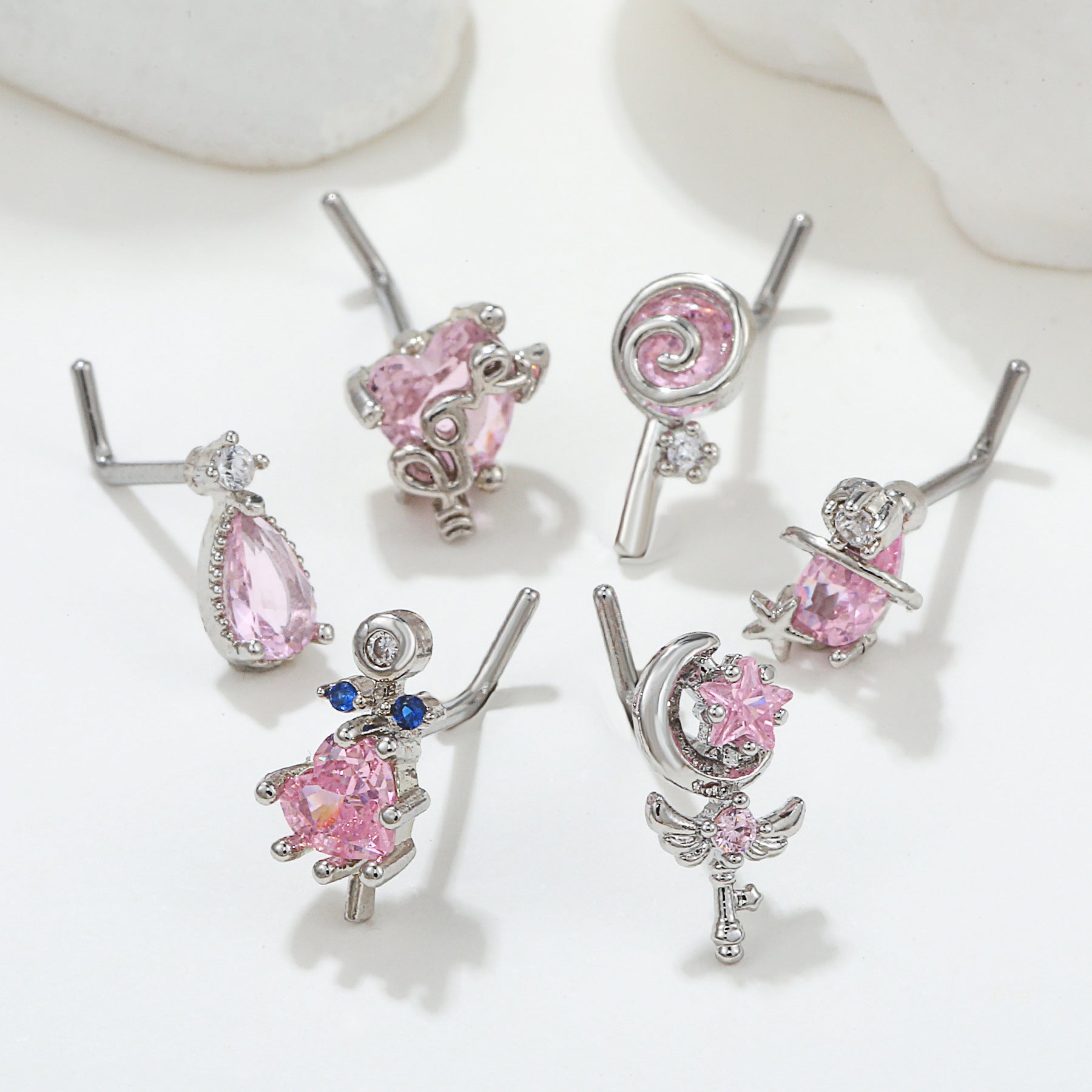 Zircon Geometric Nose Stud – 18K Gold & Brass Fashion Jewellery for Women