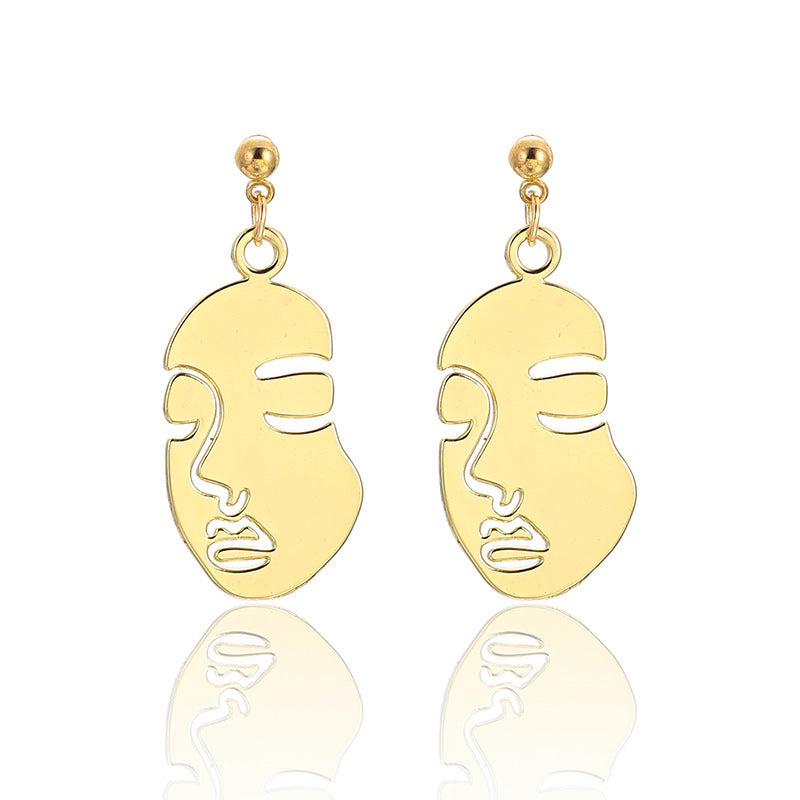 Hollow Face Bead Earrings – Round Minimalist Jewellery for Women