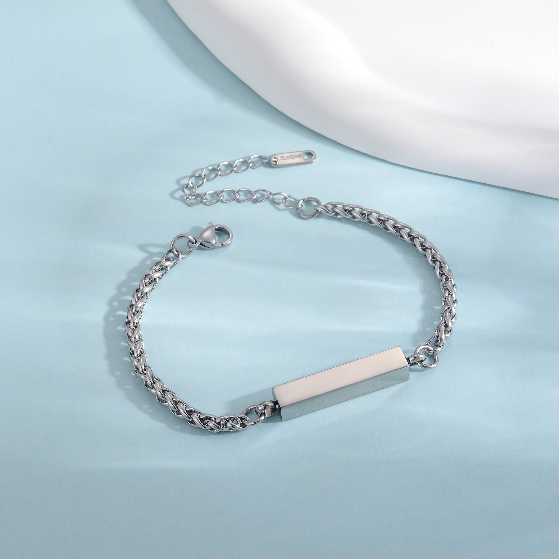 Stainless Steel Rectangular Column Bracelet – Unisex Minimalist Design