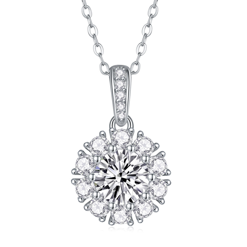 Blossom 1-Carat Moissanite Necklace and Earrings Set – S925 Sterling Silver Platinum Jewelry