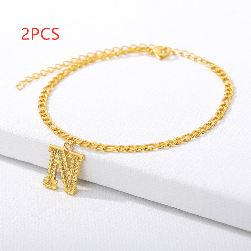 26 Letter Alphabet Anklet – Customizable Initial Foot Chain