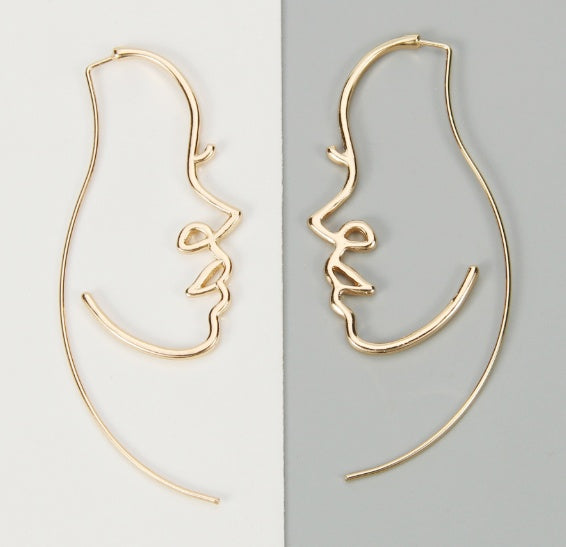 Abstract Face Contour Earrings – Creative & Trendy Jewellery for Women